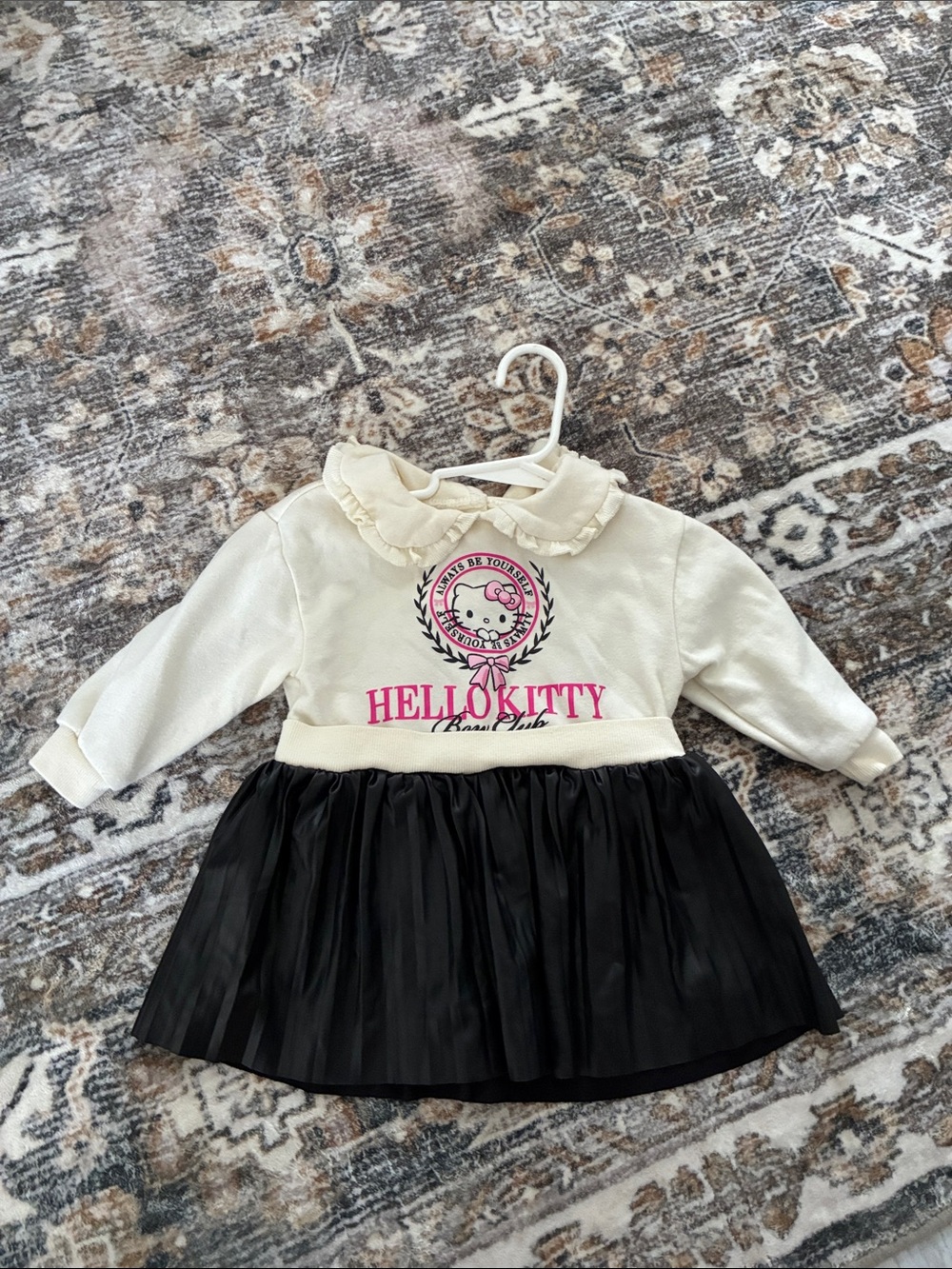 Hello Kitty Cream, Black and Pink Ruffle-Collar Dress for Kids